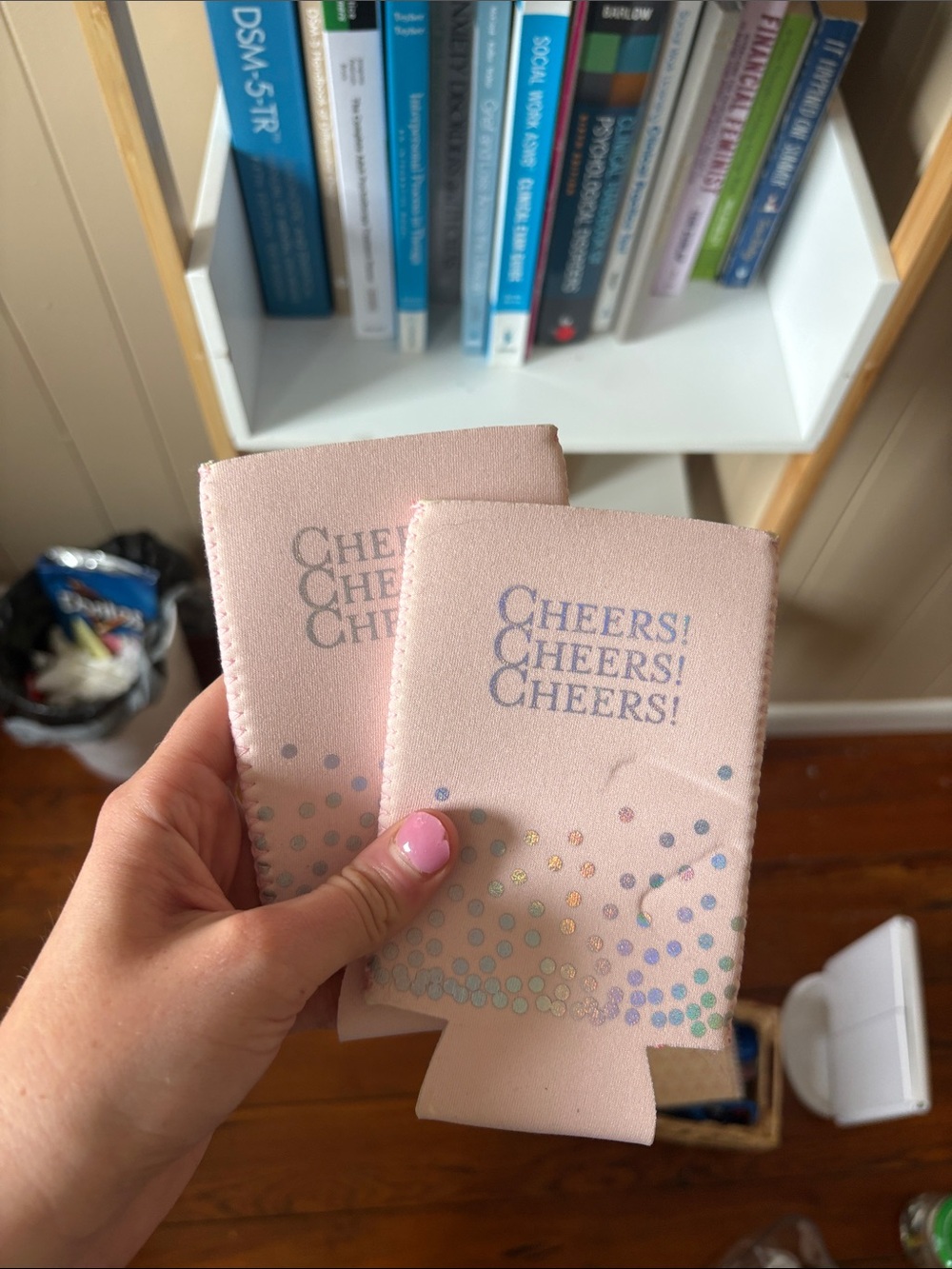 Cheers! Pink Polka Dot Can Cooler set of 2